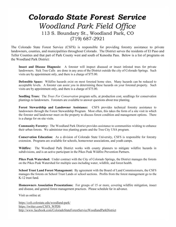 Colorado State Forest Service Information